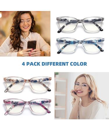 JAWSOCK 4 Pack Blue Light Blocking Reading Glasses for Women Men - Fashion Square Computer Readers with Anti-Eyestrain Technology - 3.5x Magnification - 4 Pack Mix Color - Buy Online on GoSupps.com