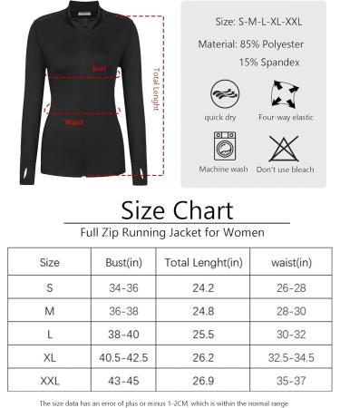 Buy Pinspark Women's Long Sleeve Running Jacket - Lightweight Breathable Full-Zip Fitness & Yoga Jacket with Thumb Hole - XL Black - International Shipping Available - Buy Online on GoSupps.com