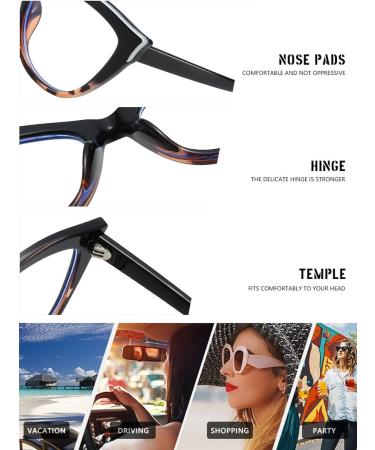 SERONI TR90 Cat Eye Blue Light Blocking Glasses for Men & Women - Anti-UV Computer & Reading Glasses in Leopard-Pink - 54mm - Buy Online on GoSupps.com