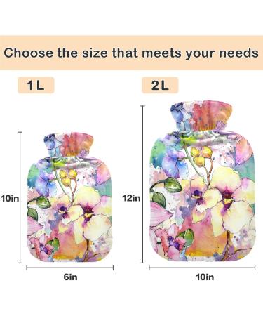 NAANLE Hot Water Bottle with Cover - Watercolor Spring Flower | 2L Transparent Heater for Back Pain Relief & Neck Therapy - Buy Online on GoSupps.com