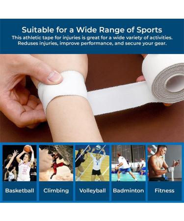 White Athletic Sports Tape Breathable Elastic Kinesiology Tape Self Adhesive Bandage Protect for Ankle Wrist and Muscle Pain 2 Roll - Buy Online on GoSupps.com