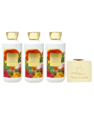 Bath & Body Works Brightest Bloom 3 Body Washes with a Creamy Rose Bar Soap