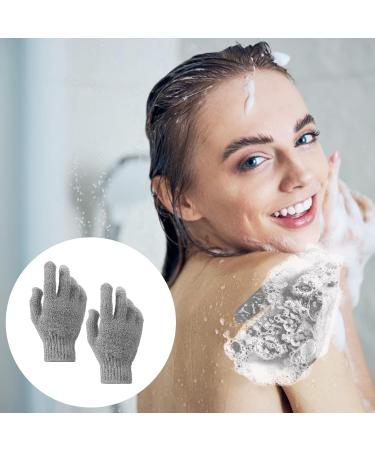 Sibba Natural Loofah Bath Gloves - Exfoliating Shower Gloves for Dead Skin Removal - Double Sided Microfibre Body Scrubbing Gloves - Grey - Buy Online on GoSupps.com