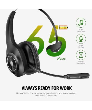 PrancyBt Trucker Bluetooth Headset - Wireless Headset with Microphone, Noise Cancelling, Mute Button - 55H Talk Time - for PC, Cell Phones, Computer - Ideal for Truck Drivers - Buy Online on GoSupps.com