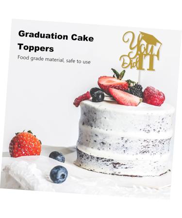 TOPBATHY Birthday Cake Toppers 10pcs 2021 Graduation Cake Arrangement Food Socket Paper Cake Topper Golden 13x13.5cm - Buy Online on GoSupps.com