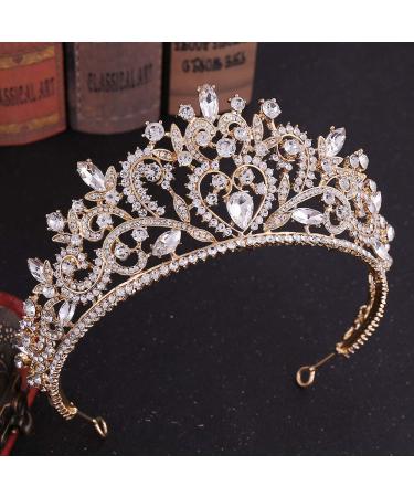 Eaytmo Gold Queen Rhinestone Wedding Crown & Tiaras Set with Earring - Vintage Bridal Hair Accessories for Women and Girls - Buy Online on GoSupps.com