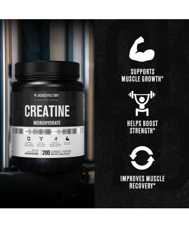Jacked Factory Creatine Monohydrate Powder 1000g - Creatine Supplement for Muscle Growth Increased Strength Enhanced Energy Output and Improved Athletic Performance 200 Servings Unflavored Unflavored 200 Servings (Pack of 1) - Buy Online on GoSupps.com