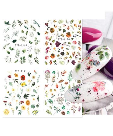 Floral and Butterfly Nail Art Stickers - Watercolor Decals for Women's DIY Manicure - 12PCS - Buy Online on GoSupps.com