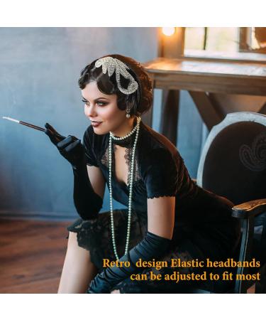 WLLHYF 1920s Flapper Headband Feather Beaded Vintage Headpiece Roaring 20s Rhinestone Leaf Hair Band Gatsby Party Fascinator Accessories for Women Girls - Buy Online on GoSupps.com