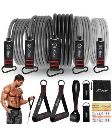 Resistance Bands, Exercise Bands with Handles, Fitness Bands, Workout Bands with Door Anchor and Ankle Straps, for Heavy Resistance Training, Physical Therapy, Shape Body, Yoga, Home Workout Set 150LBS
