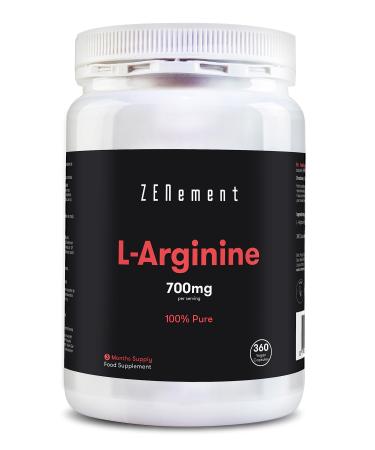 L-Arginine 100% Pure 2800mg (4 Capsules) 360 Capsules | Vasodilator Promotes Athletic Performance and Muscle Development | Vegan Additive Free Gluten Free | Zenement