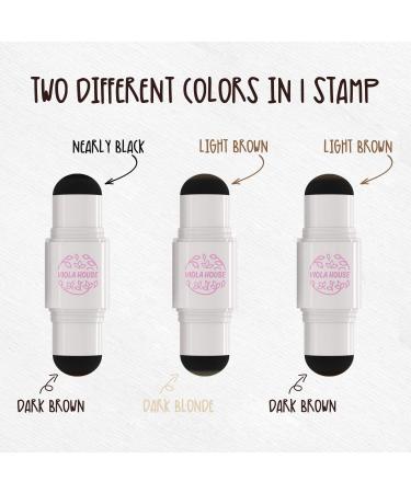 VIOLA HOUSE Eyebrow Stamp Stencil Kit 2 colors in 1 brow pencil powder 1 brush+24pcs eyebrow stamp waterproof long lasting eyebrow tinting powder(Light Brown & Dark Blonde) - Buy Online on GoSupps.com