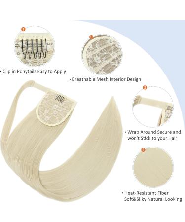 Silky Straight Clip in Ponytail Hair Extension 28 Inch - Heat-Resistant Fiber - Bleach Blond - Women's Wrap Around Pony Tail - Buy Online on GoSupps.com
