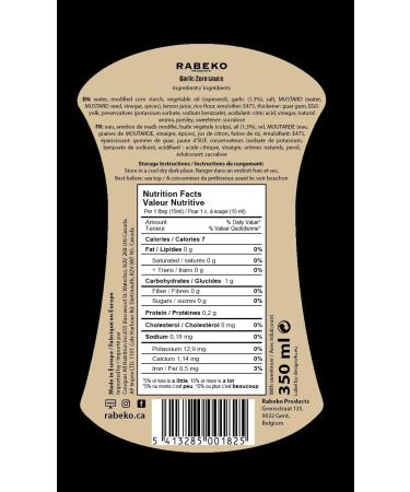 Rabeko Zero Sauce Garlic 1 x 350 ml without Sugar and Low Fat - Healthy Low Carb Products - Buy Online on GoSupps.com