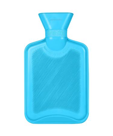 ACWOO hot bottle without cover Mini hot bottle 1L thermoplasted heat bottle Safe and durable natural rubber bed bottle hot water Bottle for children and women adult heat bottles gifts blue