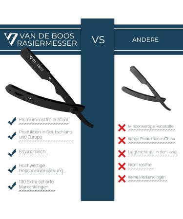 Van de Boos Razor Set - High-Quality Stainless Steel Barber Knife with 100 Derby Blades for Precise Wet Shaving - Perfect Beard Grooming for Men - Buy Online on GoSupps.com