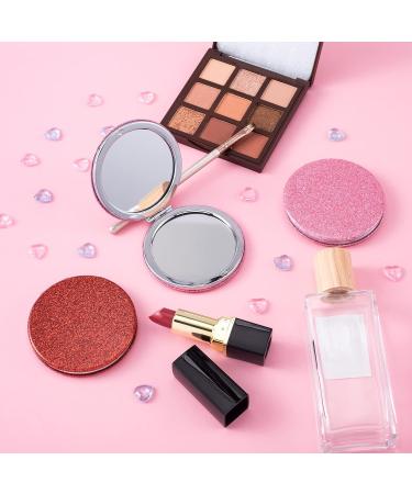 OIIKI 2pcs Red Pink Compact Pocket Mirror - Mini Glitter Purse Mirror for Women Girls - Travel Makeup Handheld 2-Sided Mirror with 1x/2x Magnification - Buy Online on GoSupps.com