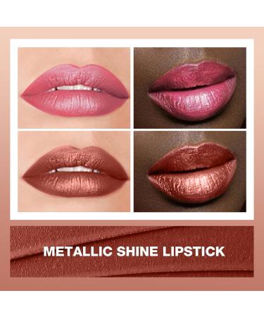 Buy BEAUTY SEARCHER Metallic Shine Lipstick - Hydrating Nude Velvet Red Lip Balm | Long-Lasting Glossy Finish | Luxury Makeup #03 Champagne Pink - International Shipping Available - Buy Online on GoSupps.com