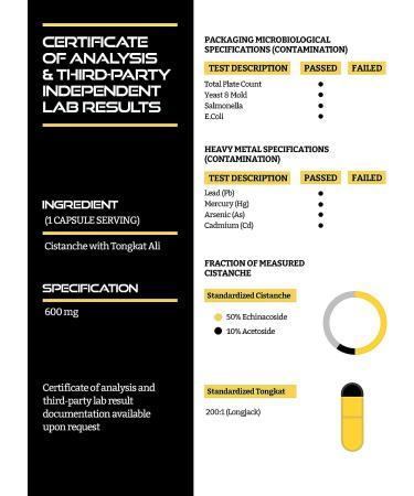 Cistanche Tubulosa 200mg & Tongkat Ali 400mg - Max Purity, 2 Month Supply | Echinacoside & Acetoside with Tongkat Ali for Men 200:1 (Longjack) - Like Fadogia Agrestis - Buy Online on GoSupps.com