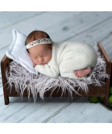Spokki Newborn Photography Props Bed | Brown Wooden Baby Posing Bed for Boys and Girls | Studio Doll Bed with Box for Newborn Photoshoot - Buy Online on GoSupps.com