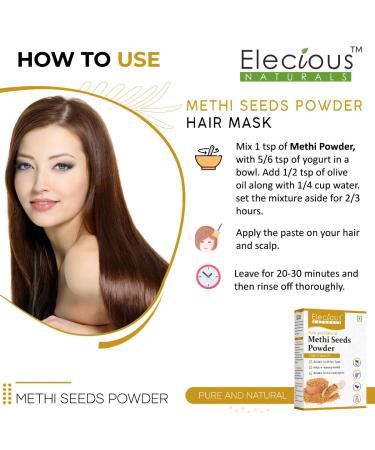 Elecious Methi Seed Powder for Hair Growth - 100% Natural Fenugreek Powder Chemical Free No Additives 200g - Buy Online on GoSupps.com