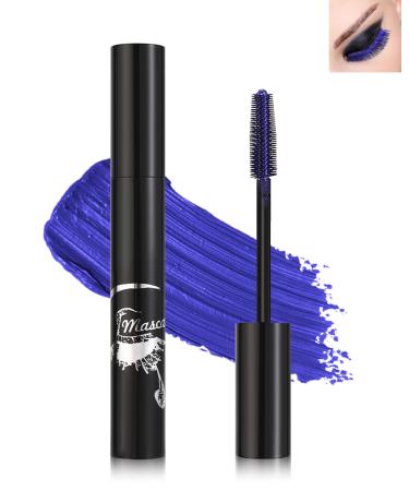 Blue Glitter Mascara Sparkle Colorful Waterproof Mascara for Eyelashes Liquid Lash Extensions Mascara Long Lasting Lengthening Curling Eye Lashes Eye Makeup for Women Cosplay Party Stage Use-03 03# Blue