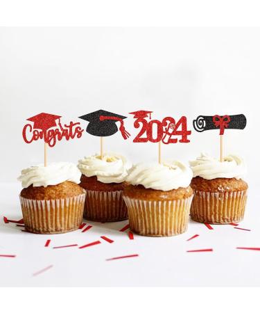 Cyodoos 2023 Graduation Cupcake Toppers 2023 Graduation Cap Diploma Congrats Cupcake Picks 2023 Graduation Congratulation Theme Party Cake Decorations Supplies - Red Black Glitter Um-20-410-fp2 - Buy Online on GoSupps.com