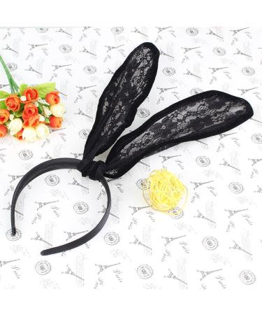 Cute Lovely Ladies Girls Black Lace Rabbit Bunny Ears Headband Christmas Halloween Cosplay Hair Accessory - Buy Online on GoSupps.com