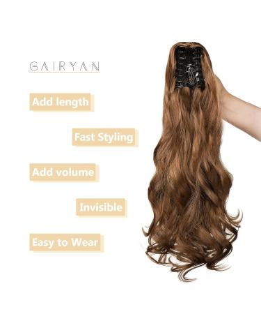 50cm Golden Brown Curly Ponytail Hair Extensions - Synthetic Claw Clip-In Braid for Women - Buy Online on GoSupps.com
