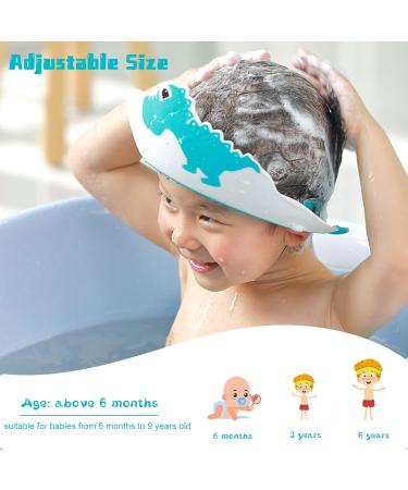 Baby Shower Cap KAMHBE Shower Caps for Kids Shield Adjustable Dinosaur Hair Washing Shampoo Shield Baby Visor for Eyes Ears and Face (dinosaur-blue) - Buy Online on GoSupps.com