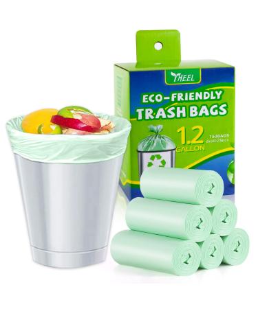 1.2 Gallon Small Trash bags Biodegradable, Mini Recycling & Degradable Garbage Bags Fit 4.5 Liter Trash-Can-Liners for Kitchen Bathroom Office (150 Counts,Green)