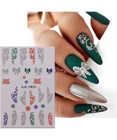 JMEOWIO 10 Sheets Glitter Christmas Nail Art Stickers Decals Self-Adhesive Snowman Snowflake Winter Holiday Black Nail Supplies Nail Art Design Decoration Accessories - Buy Online on GoSupps.com