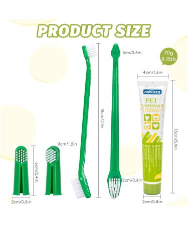 Nobleza Dog Toothbrush and Enzymatic Toothpaste Kit with Finger Toothbrushes - Promote Pet Oral Hygiene and Fresh Breath - Green - Buy Online on GoSupps.com
