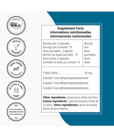 Supersmart - 7-Keto DHEA Supplement 25 mg - Natural DHEA Metabolite | Non-GMO & Gluten Free - 150 Vegetarian Capsules - Buy Online on GoSupps.com