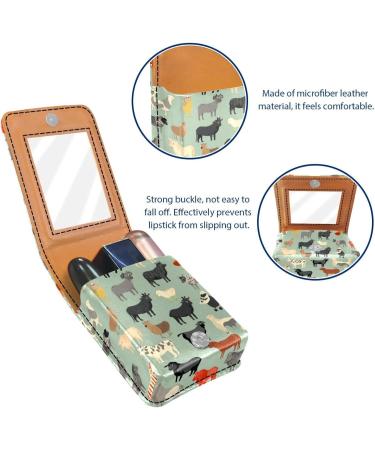 Travel Lipstick Organizer Case - Portable Makeup Bag with Mirror | Cow Sheep Pig Rooster - Shop Now - Buy Online on GoSupps.com