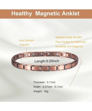 Shop Copper Ankle Bracelets for Women - Arthritis Relief 9.44" Pure Copper Magnetic Anklet with 3500 Gauss - Perfect Copper Jewelry Gifts - Buy Online on GoSupps.com