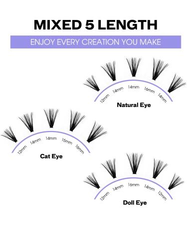 240PCS 16-20mm D Curl 3D Effect Individual Eyelash Extensions | DIY 3D/40D-0.07-D Clusters | RR-16-20mm - Buy Online on GoSupps.com