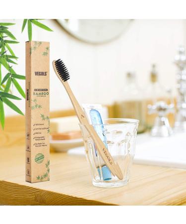 10 Pack Adult Bamboo Toothbrushes - Soft Bristles, Eco-Friendly, Biodegradable, BPA Free - Natural Black & White - Buy Online on GoSupps.com