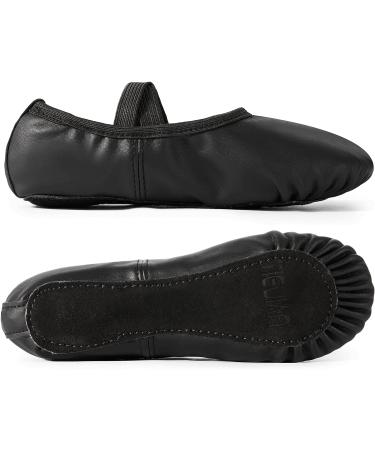 VICVIK Leather Ballet Shoes for Girls - Black, Full Sole Dance Shoes for Toddler/Kids - Buy Online on GoSupps.com