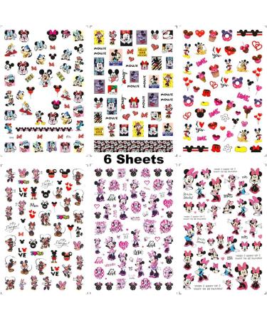 Mickey Mouse Nail Art Stickers - Adorable Cartoon Decals for Women, Girls, Kids - 6 Sheets (480+ Decals) - Self-Adhesive Design for Cute Kawaii Nails - A72 - Buy Online on GoSupps.com