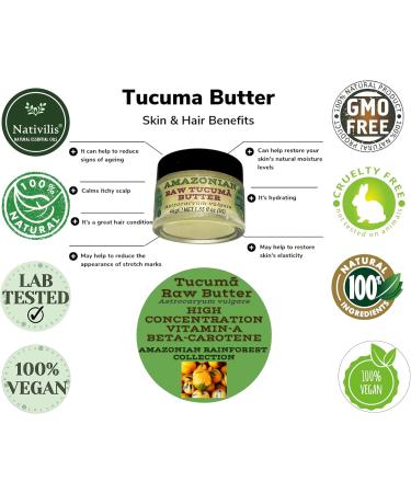 Nativilis Amazonian Raw TUCUMA BUTTER (Astrocaryum vulgare) GREAT HAIR CONDITIONER - HIGH CONCENTRATION VITAMIN-A BETA-CAROTENE - SKIN and Hair Care - nourishing moisturizing antioxidant - Copaiba - Buy Online on GoSupps.com