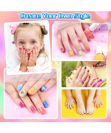 Kids Non-Toxic Nail Polish Set - 10 Rainbow Colors Water-Based & Peel Off Quick Dry Nail Polish Kit for Girls Age 3+ Perfect Birthday Gift - Buy Online on GoSupps.com