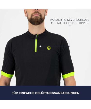 Rogelli Core Men's Short Sleeve Bicycle Jersey - Breathable Black/Fluorine - 3 Back Pockets - 5XL Racing Bike Jersey - Buy Online on GoSupps.com