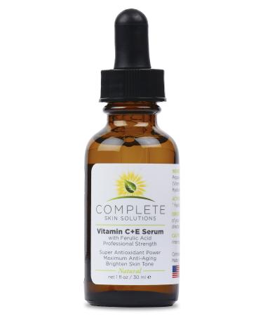 Natural Vitamin CE Serum - 1 oz With Ferulic Hyaluronic Acid  Vitamin C 15% - Wrinkles  Anti-Aging  Photo Protection On The Skin's Surface Made In USA