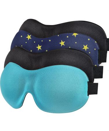 Sleep Mask Invisible Alar Deep Orbit 3D Eye Mask Ultra Lightweight & Comfortable Sleeping Mask for Travel Nap Shift Works Black & Blue