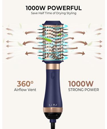 UKLISS 4 in 1 Air Styler Set - Hair Dryer Hot Air Brush for Styling, Volumizing, Straightening - Thermal Brush in Blue - Buy Online on GoSupps.com