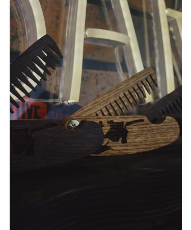 B4K Premium Handmade Wooden Comb for Men | Travel-Sized Multifunctional Pocket Comb for Hair Beard & Mustache | Perfect for Oils & Balm - Engraved Oak Gentlemen - Buy Online on GoSupps.com