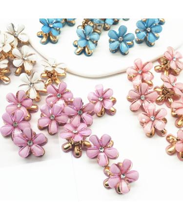 10 Pcs Mini Flower Hair Clips for Girls - Multicolor Crystal Barrettes for Long Braid Hairstyles - Blue Flower Hairpin Hair Accessories - Buy Online on GoSupps.com
