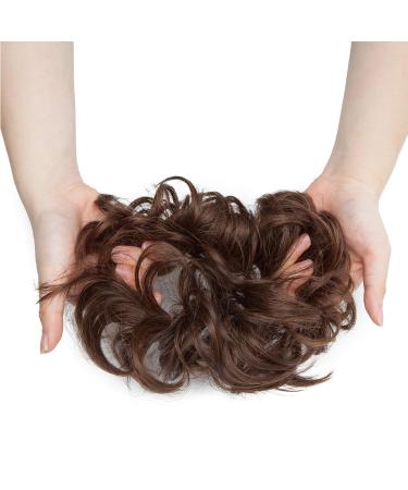 Buy Silk-Co Hair Part with Rubber Band | Wavy Soft Hair Extensions for Messy Bun Updos Medium Brown & Red-Brown (35g) - Buy Online on GoSupps.com