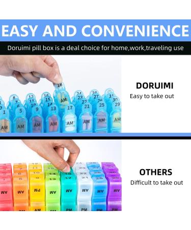 2x Daily Monthly Pill Box Organizer for Vitamins & Medication - 32 Compartments, Easy Open Design - Blue - Buy Online on GoSupps.com